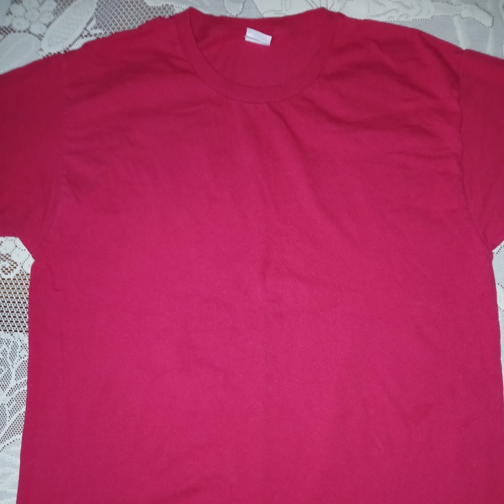 #068 Mens Plain Red Hanes T-Shirt Size Large